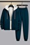 Yd Fragmented Color Hooded Zippered Cardigan Tracksuit Set 3-Piece Thick