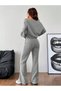 Women's Relaxed Fit Bottom Top Set - Sweat & Flared Sweatpants, Two Thread Fabric - 2