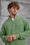 Men's Knitwear Mrk Yarim Tri̇ko Green Oversize Knitwear Fabric Half Zipper - 2
