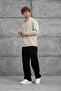 Men's Knitwear 251 Half Zipper Polo Beige Oversize Zippered Knitwear Fabric - 3