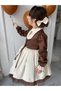 Premium Brown Lace-Up Vest-Detail Special Occasion Cosplay Dress + Clip - 8