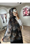 Soft Glow Muslin Shawl - Black-Beige - 3