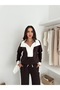Modal Fabric Training Suit Wide Legs with Clutch Collar Button Strip Detail - 6