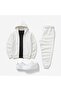 Unisex Oversized Tracksuit Set White – Zippered, Hooded , Narrow Leg, 3 Thread Ş Fleece-Lined Fleece
