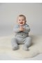 Gray 3-Piece Unisex Baby Girl-Boy Suit Geometric Patterned Hooded Knitwear Baby Suit - 6