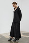 Black Textured Satin V-Neck Oversize Alessa Satin Shirt - 5