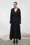 Black Textured Satin V-Neck Oversize Alessa Satin Shirt - 8