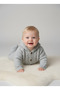 Gray 3-Piece Unisex Baby Girl-Boy Suit Geometric Patterned Hooded Knitwear Baby Suit - 5