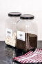 2 Pieces Glass Jar with Metal Lid Tea & Sugar Storage Jar with Labels Storage Container 3 Lt - 4