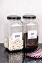 2 Pieces Glass Jar with Metal Lid Tea & Sugar Storage Jar with Labels Storage Container 3 Lt - 2