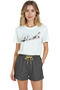 Women's White Relaxed Fit 100% Cotton T-Shirt – Minimal Park Sketch and Pavilion Illustration - 6