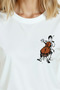Women's White Relaxed Fit 100% Cotton T-Shirt – with Line Art Cello & Music Illustration - 6
