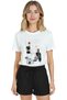 Women's White Relaxed Fit 100% Cotton T-Shirt – Linear Hairdresser Stage Printed