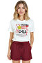 Women's White Relaxed Fit 100% Cotton T-Shirt – Graffiti Smile & Good Vibes Printed