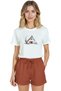 Women's White Relaxed Fit 100% Cotton T-Shirt – Watercolor Sketch Village House Printed - 5