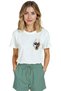 Women's White Relaxed Fit 100% Cotton T-Shirt – Watercolor Abstract Face Printed - 6