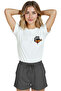 Women's White Relaxed Fit 100% Cotton T-Shirt – Graffiti Duck Head Printed - 5