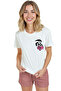 Women's White Relaxed Fit 100% Cotton T-Shirt – Graffiti Rabbit Miniature Printed - 3