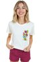 Women's White Relaxed Fit 100% Cotton T-Shirt – Watercolor Flower Bouquet Sketch Printed - 5