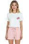Women's White Relaxed Fit 100% Cotton T-Shirt – Pink Heart Dice & Minimal Pocket‑ Printed