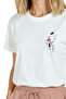 Women's White Relaxed Fit 100% Cotton T-Shirt – Lipstick Single Line Face Printed - 8