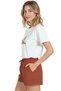 Women's White Relaxed Fit 100% Cotton T-Shirt – Watercolor Sketch Village House Printed - 4