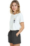 Women's White Relaxed Fit 100% Cotton T-Shirt – Geometric Palms Miniature Printed - 2