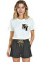 Women's White Relaxed Fit 100% Cotton T-Shirt – Graffiti Ny & Teddy Bear Pocket Printed