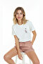 Women's White Relaxed Fit 100% Cotton T-Shirt – Lipstick Single Line Face Printed - 6