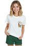 Women's White Relaxed Fit 100% Cotton T-Shirt – Minimal Print with Retro Bicycle & Love Letters - 3