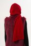 Red Knitted Shawl with Hood Detail |   Trendy Hooded Scarf - 7
