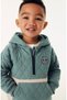 Boy's Cotton Quilted Hooded Tracksuit Set - Green Beige Color - 4