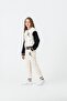 Collar Ribbed Front Embroidered Bottom Embroidered Girls' College Tracksuit Set - 3