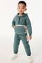 Boy's Cotton Quilted Hooded Tracksuit Set - Green Beige Color
