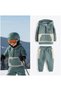 Boy's Cotton Quilted Hooded Tracksuit Set - Green Beige Color - 8