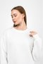 Women's Basic Cotton Fleece-Lined Crew Neck Sweatshirt White - 8