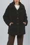 Women's Plush Buttoned Pocket Teddy Shirt Collar Warm Soft Winter Coat Black - 6