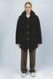 Women's Plush Buttoned Pocket Teddy Shirt Collar Warm Soft Winter Coat Black - 2