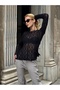 Women's Crew Neck Full Stretchy Lace Wrap-Around Sporty Stylish Design Asymmetrical Cut Night Blouse - 5