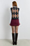 Cherry Rot Burgundy Belted Mini Shorts Skirt - 3