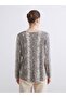 Crew Neck Patterned Blouse - 4