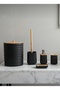 Olivia 5 Piece Black Modern Acrylic Bathroom Set with Bamboo Lid