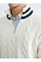 Xside Zippered Mock Neck Striped Men's Knitwear Sweater - 5