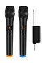 Wireless Microphone, UHF Dual Portable Handheld Dynamic Karaoke Mic with Rechargeable Receiver, Cordless Karaoke System for PA System, Speaker, Amplifier, Family Party, Singing, Meeting