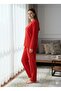 Women's Red Plush Pajama Set - 2