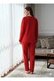 Women's Red Plush Pajama Set - 4