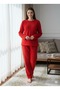 Women's Red Plush Pajama Set - 3