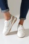 White Beige Detailed Women's Sneaker |   Retro Casual Sneakers |   Women's Leather Casual Shoes - 3