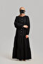 Half Buttoned Muslin Dress Black - 2
