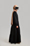 Half Buttoned Muslin Dress Black - 3
